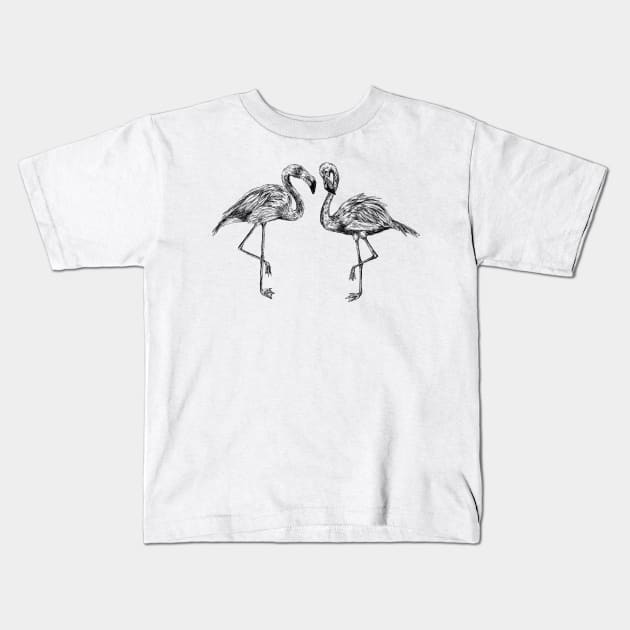 Flamingos Print Kids T-Shirt by rachelsfinelines